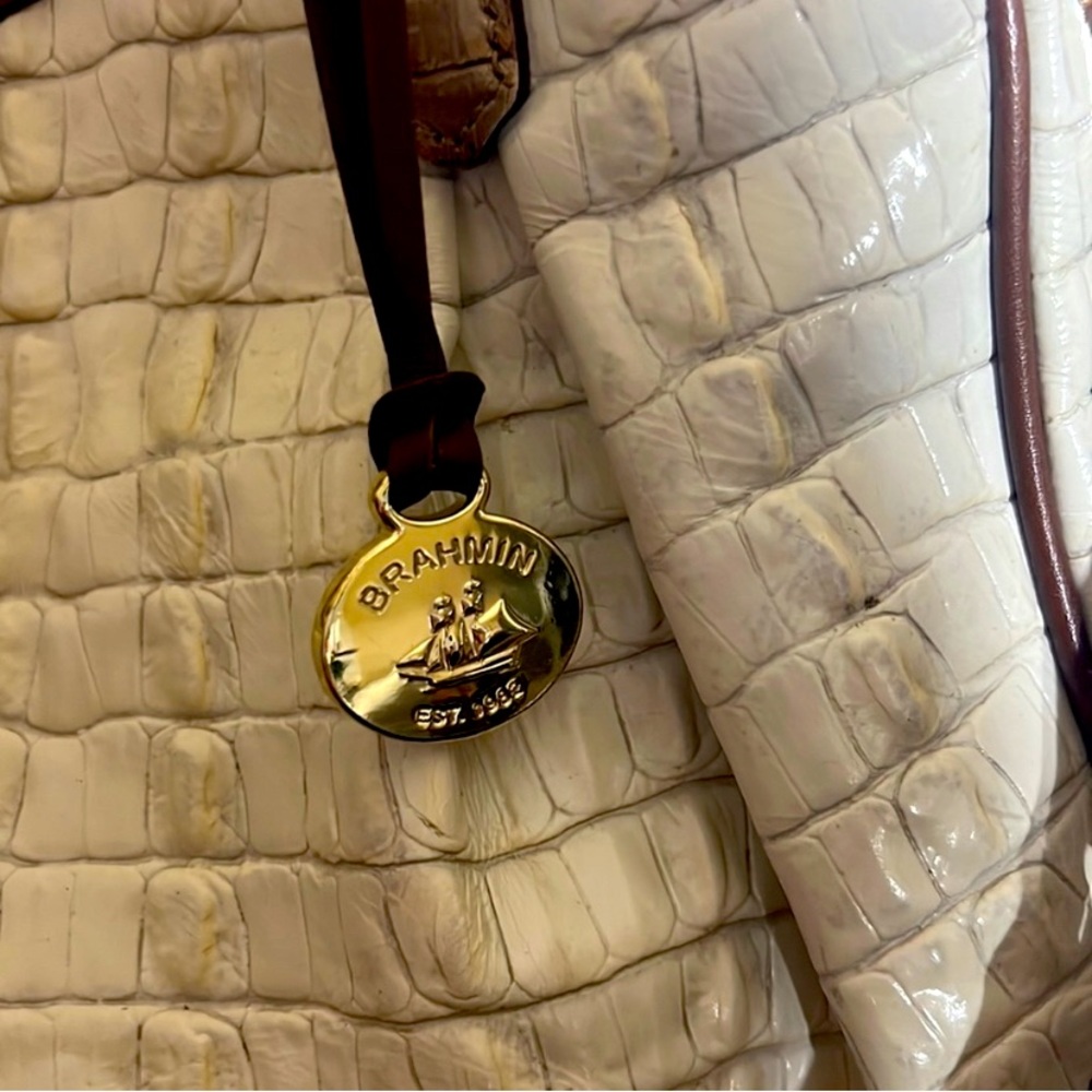Brahmin Elisa Marshmallow Tri-Color Hobo Bag - Picture 10 of 16